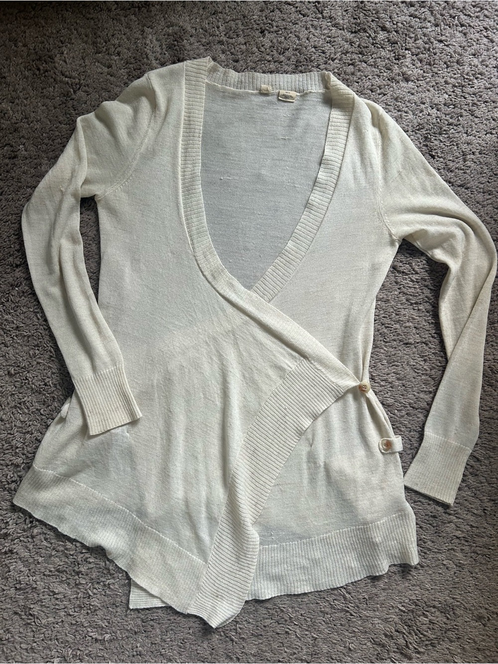 Moth Cream Wrap-Style V-Neck Cardigan